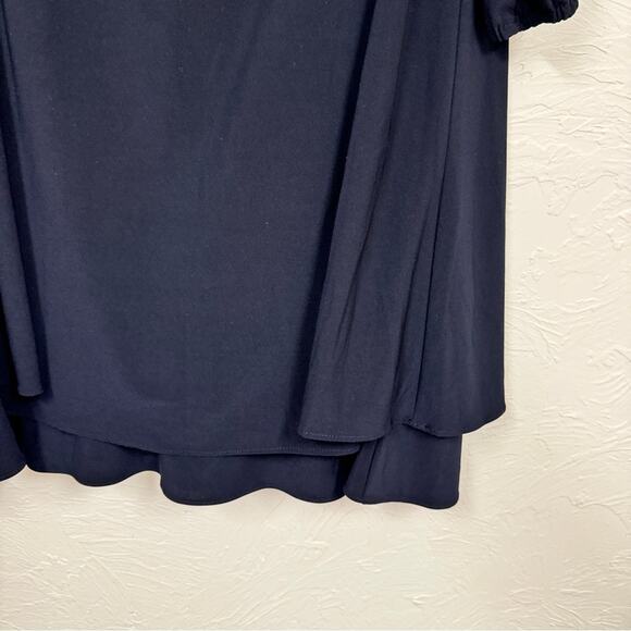 X by Xscape Blue Beaded Collar Formal Mini Dress Women 16 Babydoll Cold Shoulder - Picture 3 of 12